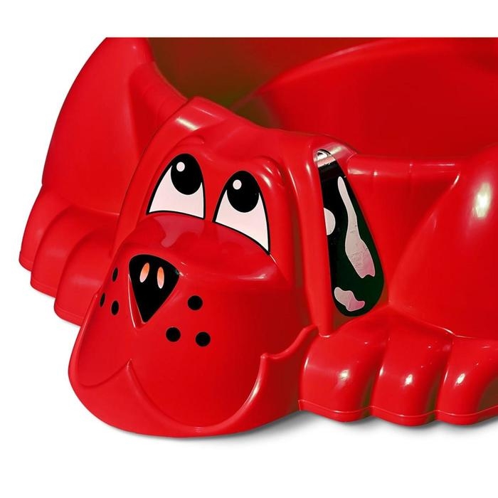 Песочница &laquo;Собачка&raquo; с крышкой, цвет красный/жёлтый