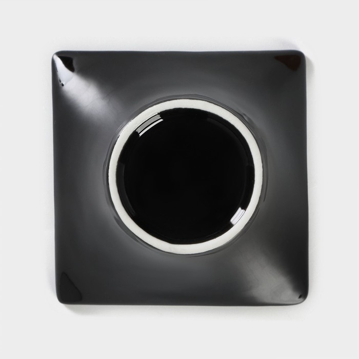 Набор салатников керамических на деревянной подставке &laquo;Инь-Янь.Квадрат&raquo;, 5 предметов: 4 салатника 80 мл, подставка, цвет белый и чёрный