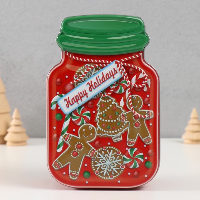 Шкатулка металл Шкатулка металл "Банка с печеньем" красная 15,5х10х5,5 см