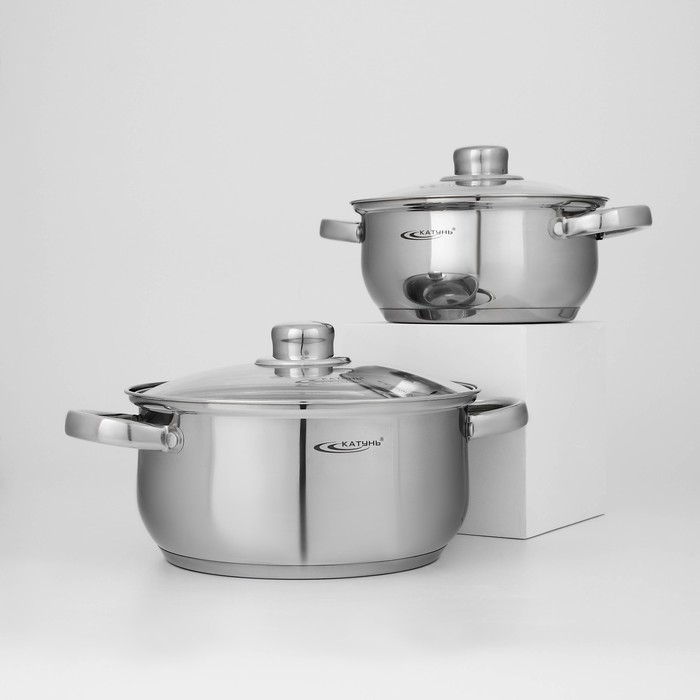 Набор кастрюль &laquo;Гретта&raquo;, 2 предмета: 2,2; 4,2 л, капсульное дно, индукция