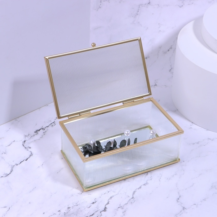 Органайзер для хранения «RIPPLES», с крышкой, стеклянный, с зеркальным дном, 1 секция, 14,5 × 8,5 × 6 см, цвет прозрачный/медный Органайзер для хранения «RIPPLES», с крышкой, стеклянный, с зеркальным дном, 1 секция, 14,5 × 8,5 × 6 см, цвет прозрачный/медный