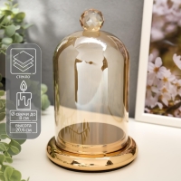 Подсвечник стекло на 1 свечу "Колба с кристаллом" золотая карамель 20,6х12,5х12,5 см Подсвечник стекло на 1 свечу "Колба с кристаллом" золотая карамель 20,6х12,5х12,5 см