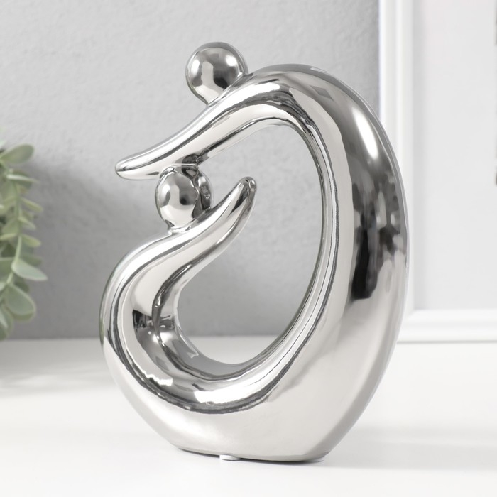 Сувенир керамика "Абстракция. Отцы и дети" серебро 17х5,5х19,5 см