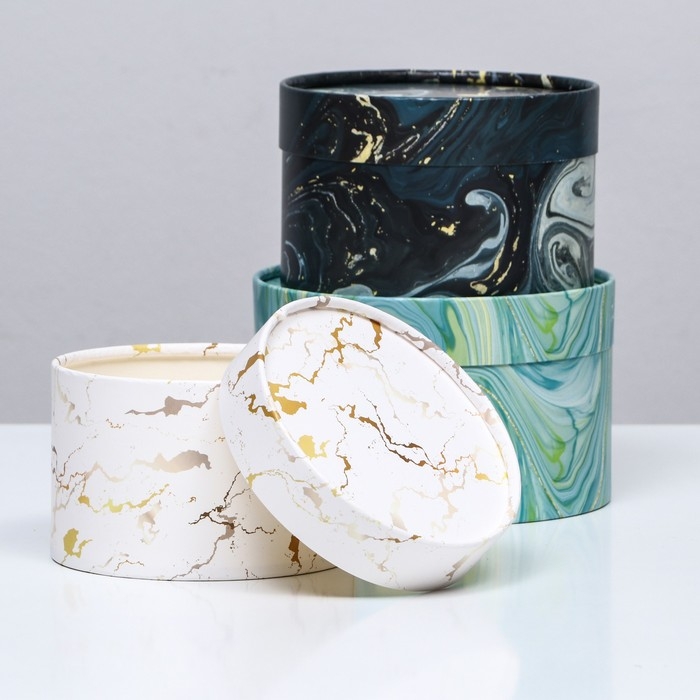 Набор шляпных коробок 3 в 1,"Тонкие грани",16 х 10,14 х 9,13 х 8,5 см