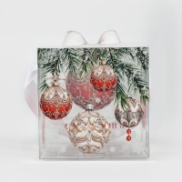 Коробка подарочная новогодняя складная ПВХ, &laquo;Новогодний шар&raquo;, 10 х 10 х 10 см, Новый год