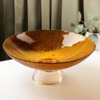 Ваза из стекла для фруктов «Фейверк», 3,7 л, 33×13,5 см, цвет янтарный Ваза из стекла для фруктов «Фейверк», 3,7 л, 33×13,5 см, цвет янтарный