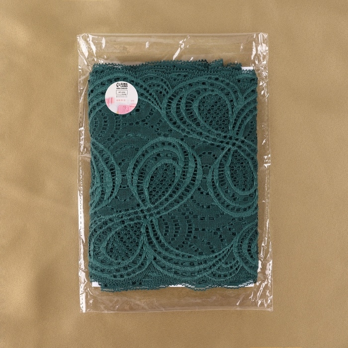 Кружевная эластичная ткань, 180 мм &times; 2,7 &plusmn; 0,5 м, цвет изумрудный