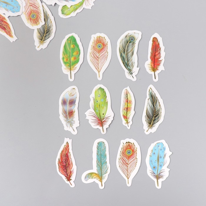 Наклейки для творчества Наклейки для творчества "Пёрышки" тиснение золото набор 48 шт 9х7х0,8 см