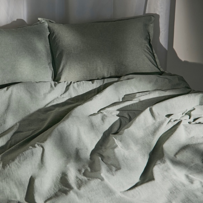 Простыня на резинке SL Home Простыня на резинке SL Home "Деним" 140*200+30 см, цв.оливковый, 100% жатый хлопок