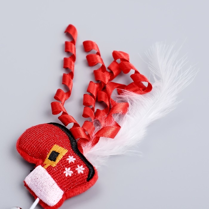 Новый год. Дразнилка-удочка для кошек с бубенчиком Новый год. Дразнилка-удочка для кошек с бубенчиком "Ботинок", 40 см