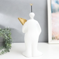 Сувенир полистоун подставка "Человек с птицей на голове" белый 16х38 см Сувенир полистоун подставка "Человек с птицей на голове" белый 16х38 см