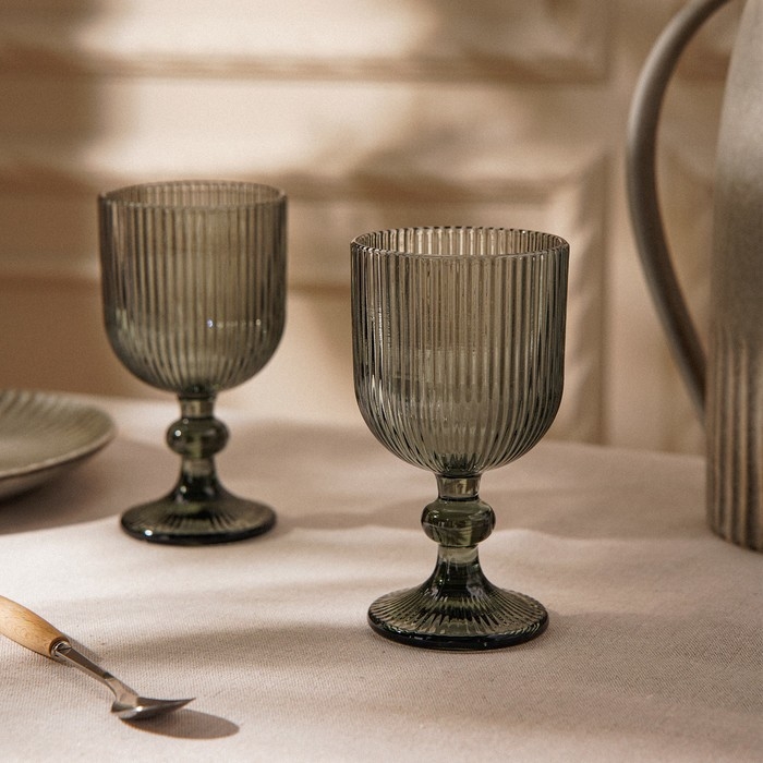 Набор бокалов для вина стеклянный SL Home &laquo;Модерн&raquo;, 250 мл, 8&times;14,5 см, цвет графитовый