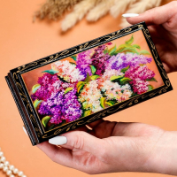 Шкатулка - купюрница &laquo;Сирень&raquo;, 8,5&times;17 см, лаковая миниатюра