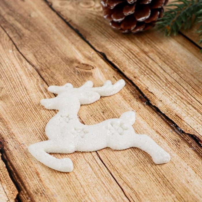 Украшение ёлочное Украшение ёлочное "Олени снежинки" (набор 4 шт) 5х7 см, белый