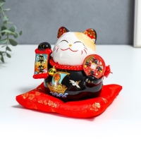 Копилка керамика "Манэки-нэко чёрный с веером и свитком" 9х8х11 см Копилка керамика "Манэки-нэко чёрный с веером и свитком" 9х8х11 см