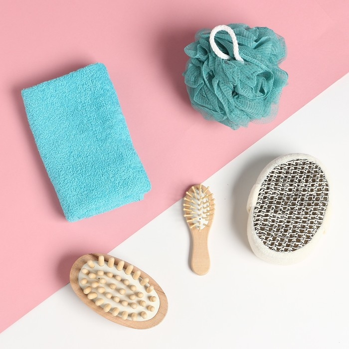 Набор подарочный "Этель": полотенце 30х60 см и аксессуары (5 предметов)