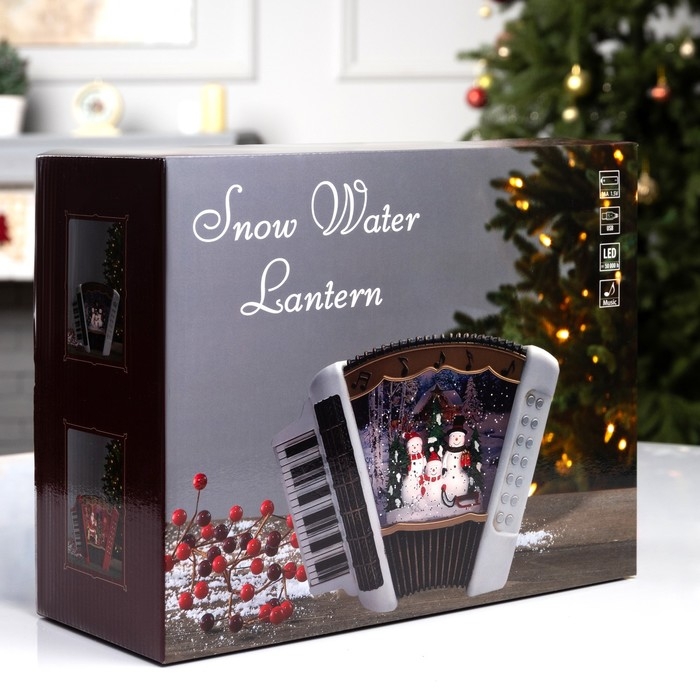 Фигура светодиодная &laquo;Семья снеговиков&raquo;, 18.5х6.3х23 см, музыка, батарейки ААх3 (не в комплекте), USB, свечение тёплое белое