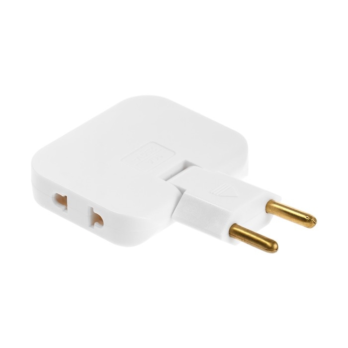 Тройник плоский, поворотный, 3 розетки, 10А, без з/к, белый Тройник плоский, поворотный, 3 розетки, 10А, без з/к, белый