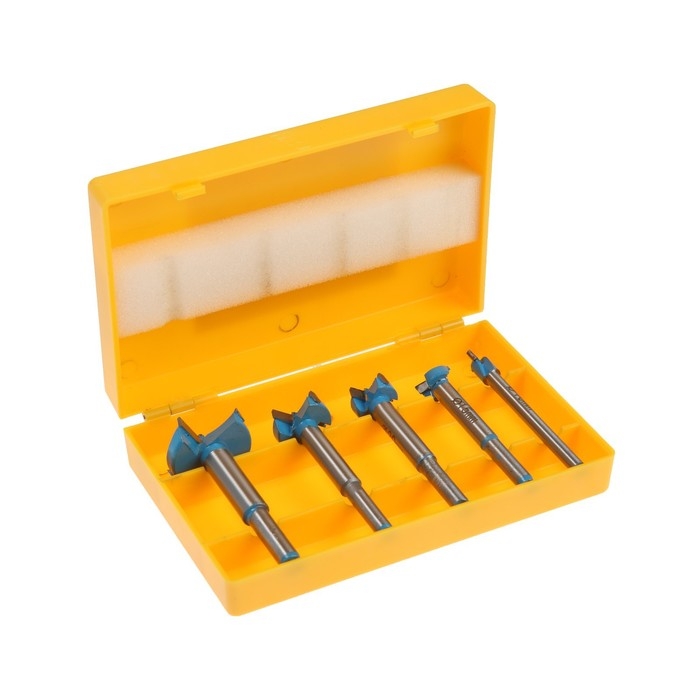 Набор сверл Форстнера ТУНДРА, твердосплавные пластины, цилиндр. хвост., 10-15-20-25-35 мм Набор сверл Форстнера ТУНДРА, твердосплавные пластины, цилиндр. хвост., 10-15-20-25-35 мм