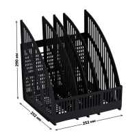 Лоток для бумаг cборный, вертикальный, LINE, 4 отделения, чёрный
