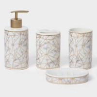 Набор аксессуаров для ванной комнаты &laquo;Лофт&raquo;, 4 предмета (дозатор 250 мл, мыльница, 2 стакана), цвет белый