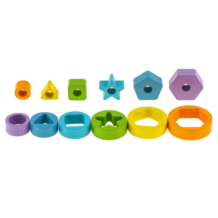 Детская развивающая пирамидка "Фигурки" 14 &times; 6,2 &times; 6,2 см, по методике Монтессори