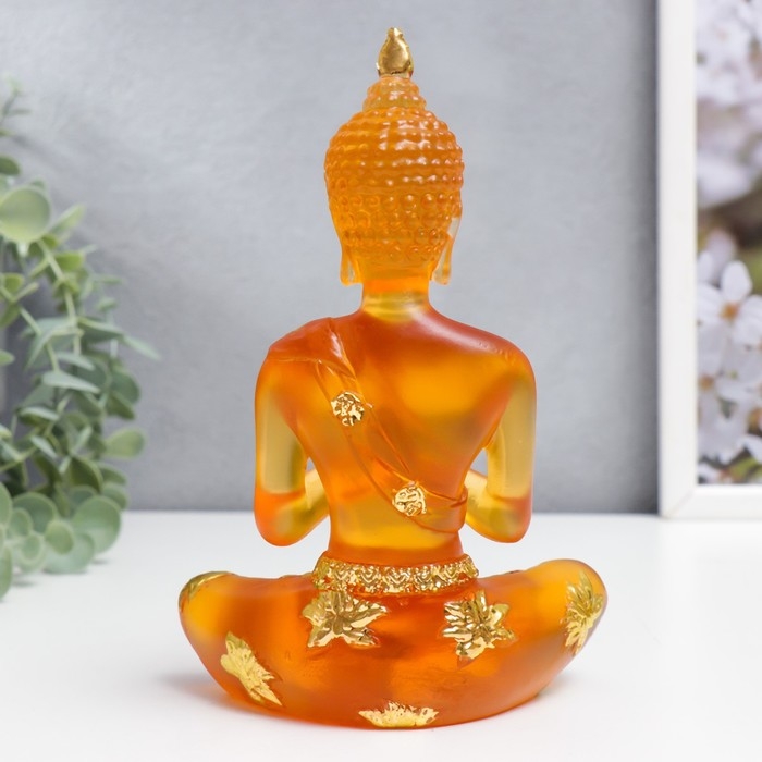 Сувенир полистоун "Будда Анджали Мудра - молитва" оранжевый 18х12х6 см