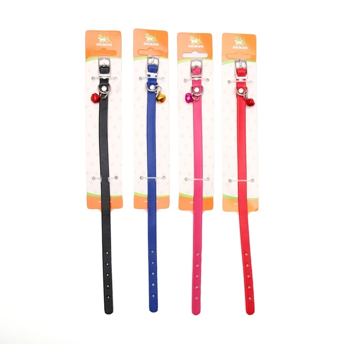 Ошейник матовый с бубенчиком, 30 х 1 см, микс цветов Ошейник матовый с бубенчиком, 30 х 1 см, микс цветов