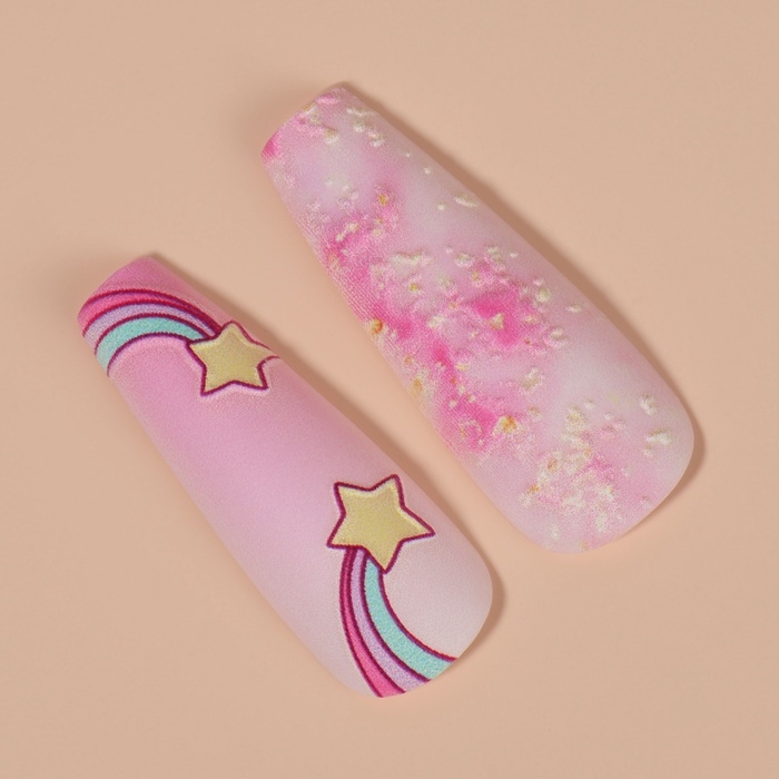 Накладные ногти &laquo;Звёздочка&raquo;, 12 шт, с клеевыми пластинами, форма балерина, цвет розовый