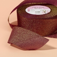 Лента парчовая, 40 мм, 23 &plusmn; 1 м, цвет сливовый №012