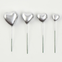 Набор топперов «Сердечки», 12 см, цвет серебро Набор топперов «Сердечки», 12 см, цвет серебро