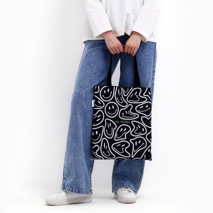 Шопер На рейве без молнии, без подклада, цвет чёрный Шопер На рейве без молнии, без подклада, цвет чёрный