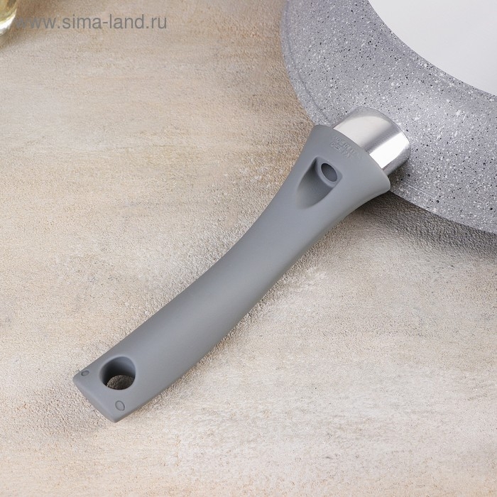 Сковорода с ручкой, антипригарное покрытие, d=26 см, h=60 мм, цвет светлый мрамор Сковорода с ручкой, антипригарное покрытие, d=26 см, h=60 мм, цвет светлый мрамор