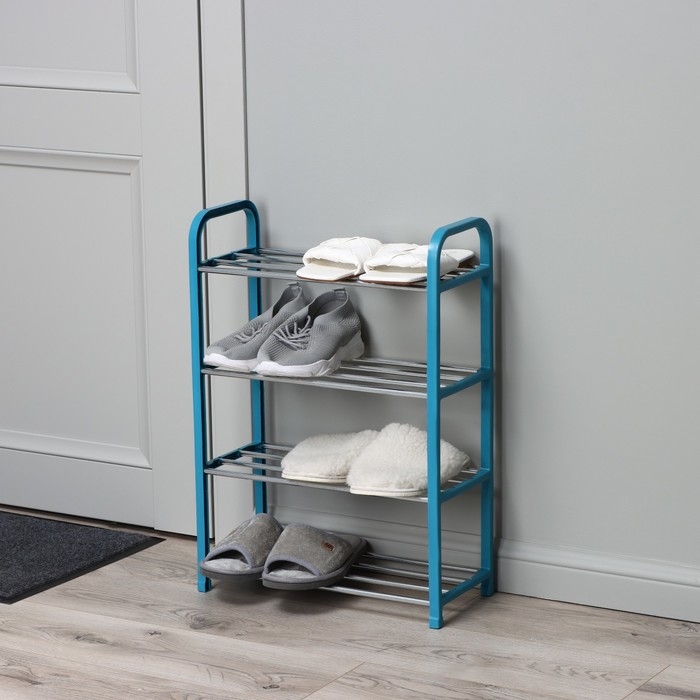 Обувница Доляна, 4 яруса, 42&times;19&times;59 см, цвет синий
