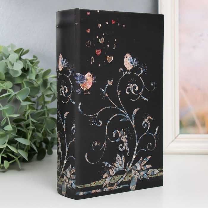 Сейф-книга дерево кожзам Сейф-книга дерево кожзам "Птицы и завитки" 21х13х5 см