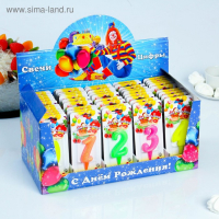 Шоу-бокс со свечами для торта цифры "Мармеладки", 10,2 см 50 штук Шоу-бокс со свечами для торта цифры "Мармеладки", 10,2 см 50 штук