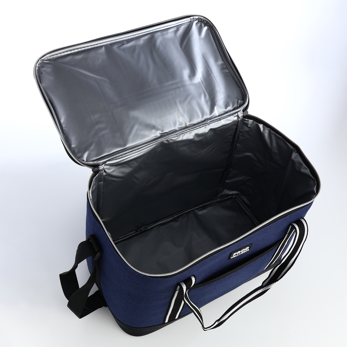 Термосумка на молнии, наружный карман, 21 л, цвет синий