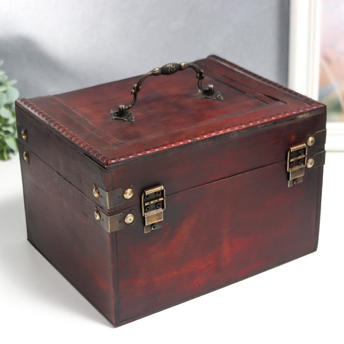 Шкатулка дерево состаренная "Рыцарский турнир" набор 2 шт 12х17,5х14,5, 15х21х17,5 см