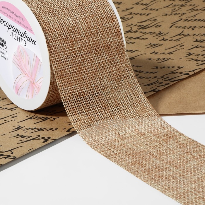 Лента из джута &laquo;Классика&raquo;, 60 мм, 4,5 &plusmn; 0,5 м, цвет бежевый