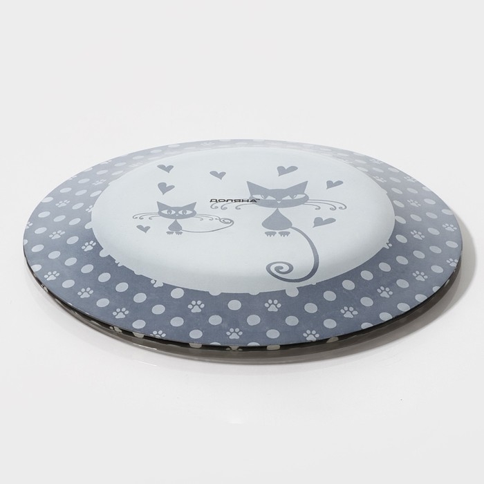 Тарелка стеклянная Доляна &laquo;Котики&raquo;, d=20 см