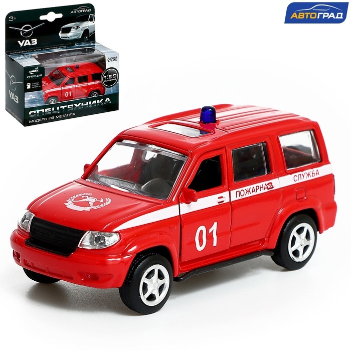 Машина металлическая «УАЗ Патриот. Пожарная служба», инерция, 1:50 Машина металлическая «УАЗ Патриот. Пожарная служба», инерция, 1:50