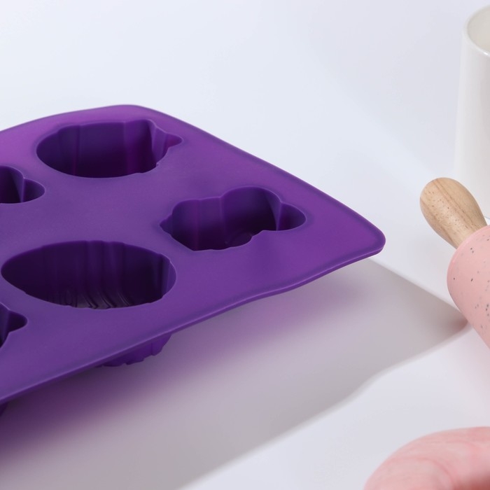 Форма для выпечки Доляна &laquo;Пасха&raquo;, силикон, 29&times;17 см, 8 ячеек (6,5&times;5,2 см), цвет МИКС