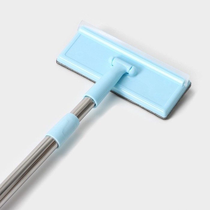 Щётка для окон Доляна, стальная телескопическая ручка 68(112) см, водосгон силикон 19 см, насадка велюр 19&times;7 см, цвет МИКС