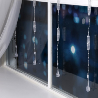 Гирлянда &laquo;Занавес&raquo; 2.5 &times; 0.65 м с насадками &laquo;Капли&raquo;, IP20, прозрачная нить, 50 LED, свечение тёплое белое, 8 режимов, 220 В