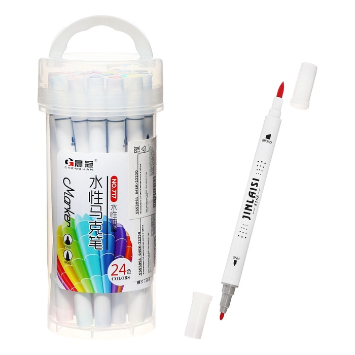 Фломастеры 24 цвета мягкая кисть в тубусе