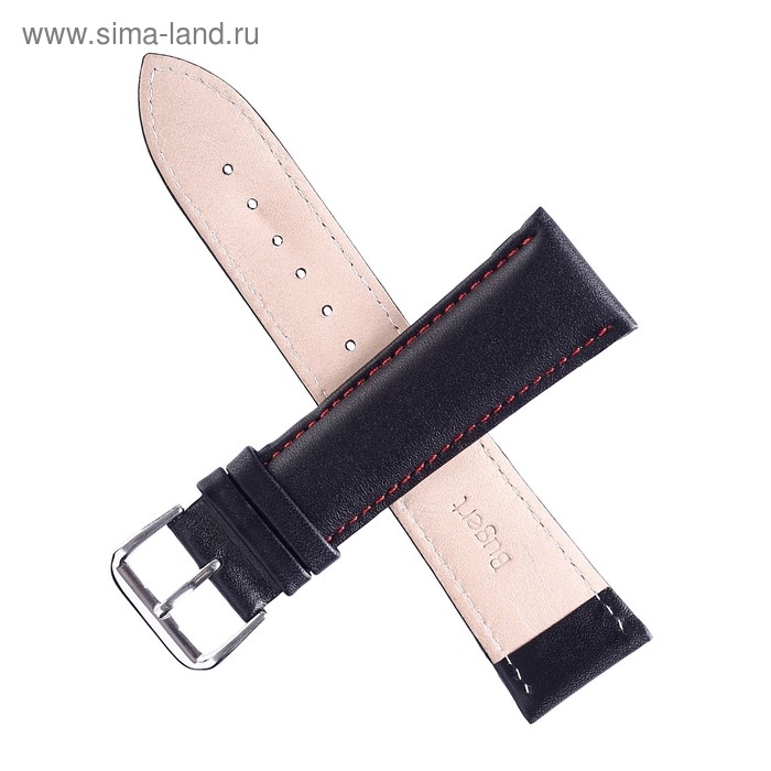 Ремешок для часов кожаный Ремешок для часов кожаный "Соломон" 18 мм, l-20 см, черно-красный