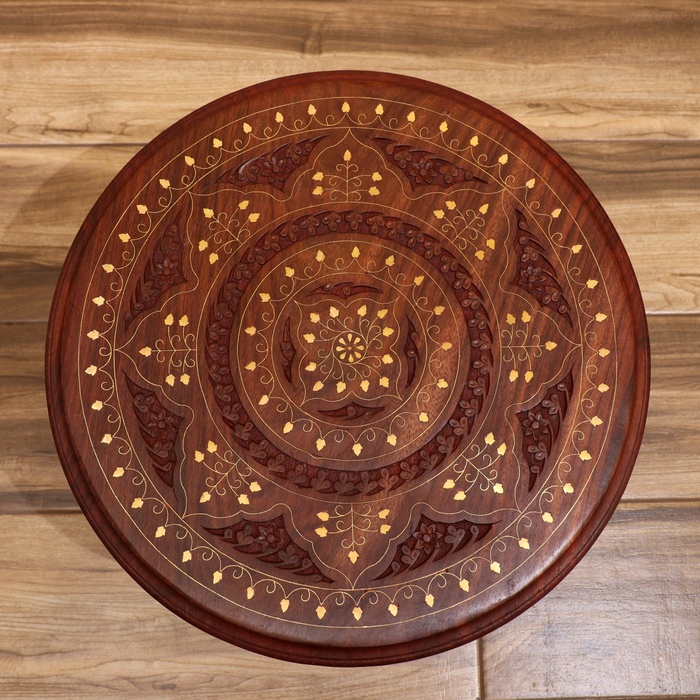 Стол резной "Круг" дерево 45х45х39 см