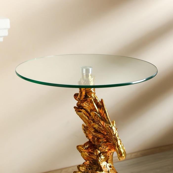 Стол декоративный "Ястреб на скале" золото и серебро 45х45х104 см