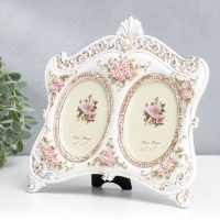 Фоторамка полистоун на 2 фото 10х15 см "Розарий" стразы 23х24,5 см