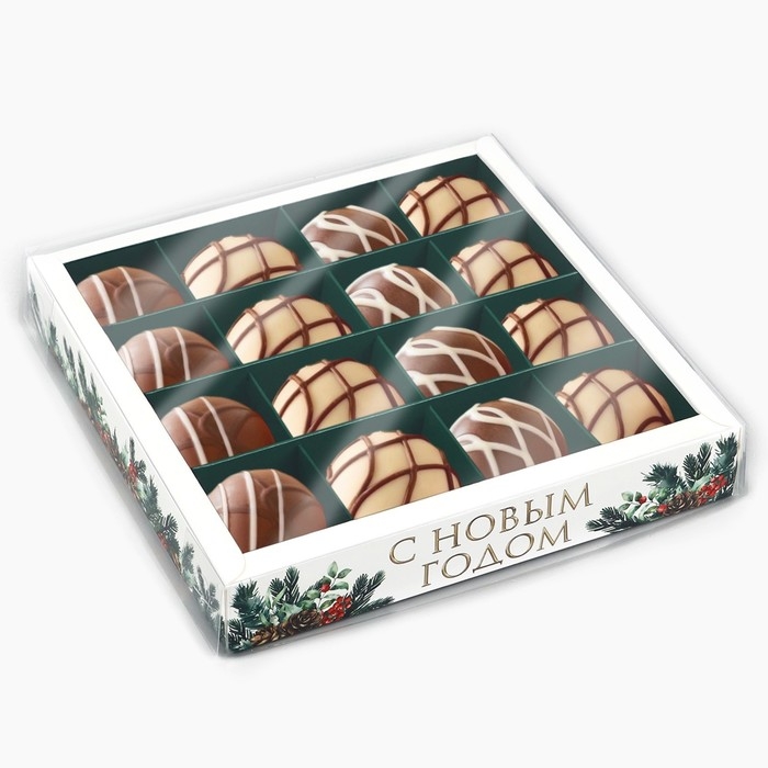 Коробка под 16 конфет с ячейками «Новогодняя ботаника», 19 х 19 х 3 см, Новый год Коробка под 16 конфет с ячейками «Новогодняя ботаника», 19 х 19 х 3 см, Новый год